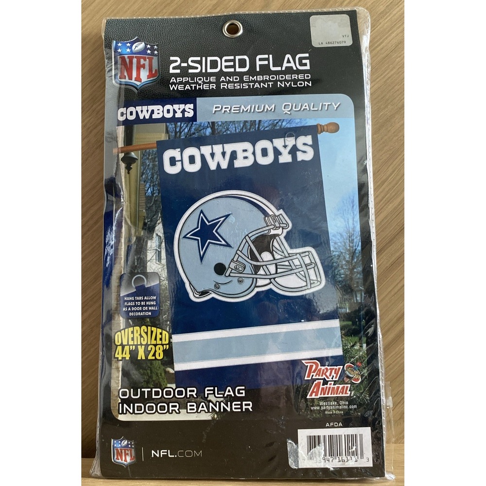 Dallas Cowboys " Helmet " 44" x 28" Applique and Embroidered 2-Sided Banner/Flag